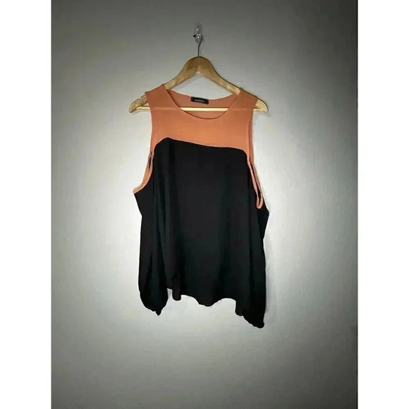 Solemio Tops - Orange & Black Blouse Large